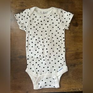 Gerber White Onesie with Black Polka Dots